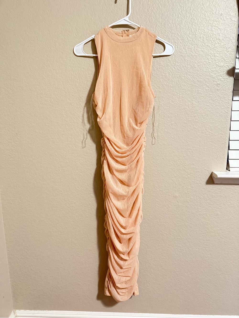 privy Peach Sleeveless Ruched Maxi Dress